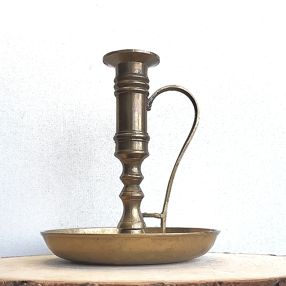 Vintage Solid Brass Chambers Maid Candleholder
